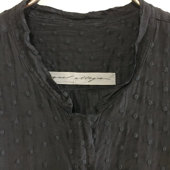 Raquel Allegra Womens 2 Polka Dot Embroidered Button Down Blouse Long Sleeves - Picture 2 of 16